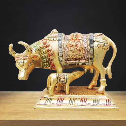 Brass Cow With Calf Statue 1.025Kg